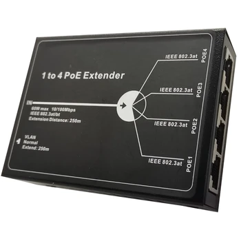 1, 4 Poe Extender 4 Port Poe Extender IEEE802.3At Poe Extender Max Pratęsti 250M 65W Max Ip kamerų