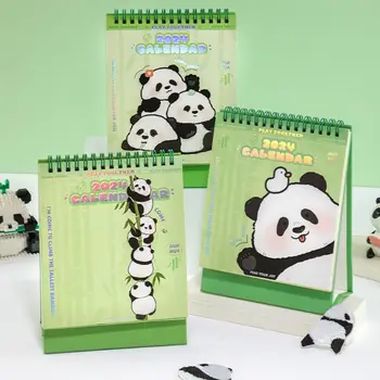 1 VNT Paprasta 2024 Stalinio Kalendoriaus Kūrybos Animacinių filmų Panda Nuolatinis Apversti Kalendorius Mielas 16-Mėnesio Darbų Sąrašas