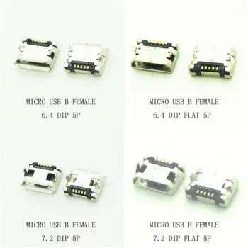 1000PCS 5Pin 6.4 mm/7.2 mm, Micro USB 5Pin CINKAVIMAS Moterų Jungtis Mobilusis Telefonas, Mini USB lizdas, PCB Suvirinimo Lizdas