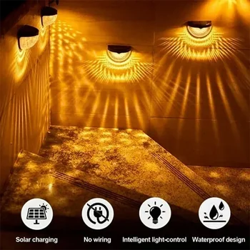 10Pack LED Saulės Šviesos Lauko Sieniniai Šviestuvai Energijos Sodo Lempos Vandeniui Saulės Tvora Lempos Kalėdinė Dekoracija Girlianda Led Šviesos