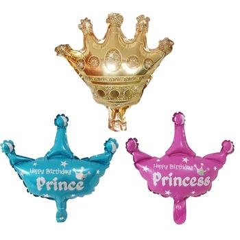 10vnt Mini Gold Crown Aliuminio Plėvelės Balionai-Metį Laimingas Gimtadienio Apdailos Princas, Princesė Baby Shower Vaikų Globos