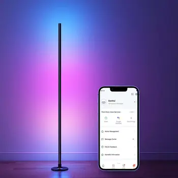 120cm WiFi Kampe Grindų Lempos Smart APP Kontrolės Nuolatinis Miegamojo Lempa Pritemdomi LED RGB Nuotaika Šviesos Namų Dekoro Apšvietimas