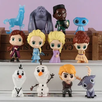 12pcs Disney Užšaldyti Princesė Elsa Anna Olaf Q versija Lėlės, Papuošalai Vertus Modelis Statulėlės, Žaislai, Lėlės Kalėdų Dovanos draugams