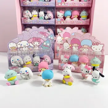 16 Dėžių Kawaii Sanrio Hello Kitty Cinnamoroll Mano Melodija Mažai Twin Star Pochacco 3D Trintukas Hangyodon Pekkle Nuimamas Trintukas
