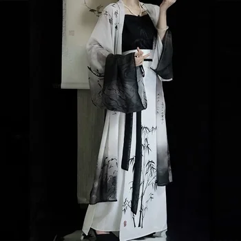 2 Spalvos, originali Daina Dinastijos Dažai, Tapyba Hanfu Suknelė Moterims Vasaros Elegantiškas Atsitiktinis Kostiumas 3pcs Maskuotis Kamuolys Suknelės, Kimono