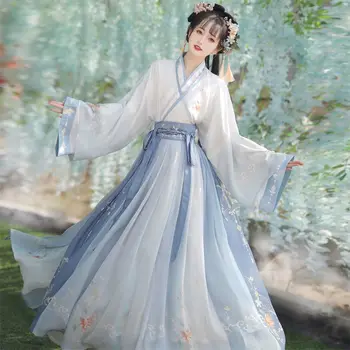 2023 Hanfu Suknelė Moterims Senovės Kinų Tradicinės Hanfu Moterų Helovinas Pasakų Cosplay Kostiumų Vasaros Cyan&Blue Hanfu Suknelė