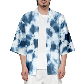 2023 Japonų Kimono Vyrų Ir Moterų Harajuku Tradicinių Kimono Kaklaraištis Dažų Spausdinti Paplūdimys Marškinėliai Vasaros maudymosi Chalatai 1