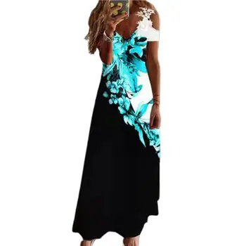 2023 Moterų Vasaros Suknelės Naują Stiliaus Nėrinių Petnešos v-kaklo Mados Spausdinti Prarasti Suknelė Elegantiškas Šalis Suknelė