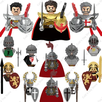 2023 Viduramžių Armijos Senovės Romos Cavalier Apsaugai Imperijos Kareiviai Aukso Riteris Kovoti Su Kunigu Mini Actoin Duomenys Blokai