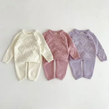 2Pieces Pavasario Baby Girl Drabužiai, Megztiniai Megztinis + Kelnės Mergaitėms Naujagimių Drabužių rinkinys