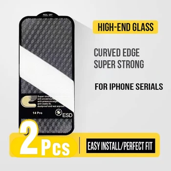 2vnt 9D Aukštos klasės Lenkta Kraštas Grūdintas Stiklas iPhone 15 14 ir 13 12 Pro 15Pro Max Pilnas draudimas Ekrano Apsauginės Plėvelės