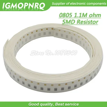 300pcs 0805 SMD Rezistorius 1.1 M ohm Chip Rezistorius 1/8W 1.1 M 1M1 omų 0805-1.1 M