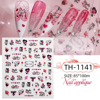 3D lipdukai paspauskite ant vinių 2023 Valentino Diena mielas širdies gėlės kampas dizaino 