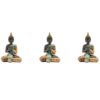3X Budos Statula Tailandas Skulptūra Dervos Rankų darbo Budizmo, Induizmo Feng Shui Statulėlės Meditacija Namų Dekoro Ornamentu