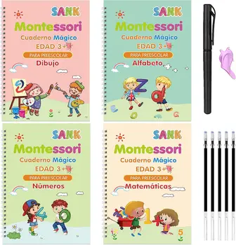 4 Knygos Magija Raštu Kopijavimo Knyga Ispanų Kaligrafija Sąsiuvinis Montessori Daugkartinio Naudojimo Švietimo Calligraphic Laišką Praktikos Žaislas