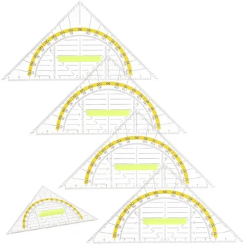 5 Vnt Piešimo Trikampis Valdovas Geometrijos Valdovų Kvadratų, Matavimo Įrankiai, Ratas, Multi-funkcinė Geometrinio