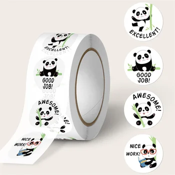 500Pcs 2,5 cm Mielas Gyvūnų Panda Etiketės, Lipdukai Roll Paketas, Paskatinti, Pagirti už Atlygį Studentų Darbo Raštinės reikmenys Antspaudas Lable