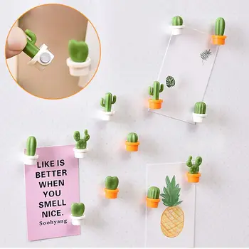 6PCs/Set Mini Šaldytuvas Magnetai Mielas Kaktusas Sultingi Augalų Magnetas Mygtuką Kaktusas Šaldytuvas Pranešimą Lipdukas