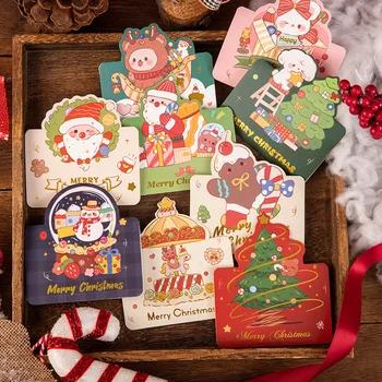 9pcs/daug sumaišyti dizaino Kalėdiniai Atvirukai Standable Linksmų Kalėdų Mažų Dovanų pranešimą, stalo kortelės, apdailos atvirukas