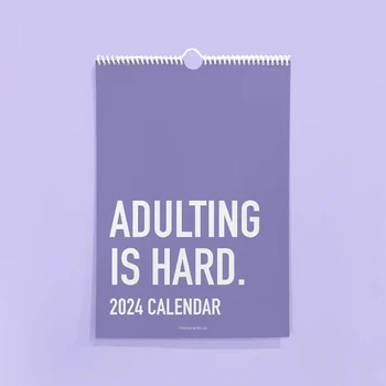 Adulting Yra Sunku 2024 12 Kalendorinių Mėnesių Įkvepiantį Sieninis Kalendorius Su Dienos Tinklelis Pastaba Trinkelės, Prakeiktas Mėnesio Sieninis Kalendorius