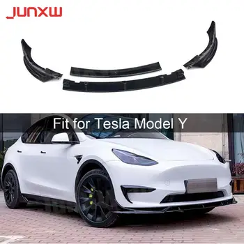 Anglies Pluošto/ABS Priekinis Bamperis Lūpos, Smakro Spoileris už Tesla Model Y 2021+ 3Pcs/Set bamperio dangtelis Automobilių Kėbulo Rinkinys