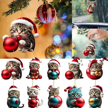 Animacinių Filmų Cute Kačių Pakabukas Akrilo Juokinga Gyvūnų Laikymo Kalėdų Kamuolys Kalėdų Eglutės Ornamentu Maišelį Automobilių Kabinti Apdailos Šaliai Dekoro