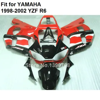 Antrinėje rinkoje kūno dalys, purvasargiai, skirtas Yamaha YZF R61998-2002 juodas raudonas Motociklas lauktuvės rinkinys YZF-R6 98 99 00 01 02 LV23