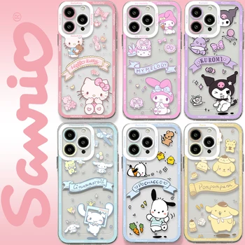 Aoger Sanrio Hello Kitty Kuromi Cinnamoroll Telefono dėklas skirtas Apple iPhone 12 Pro Max 11 7 8 6 ir 13 X Mini XR Funda Skysčio Dangtelį