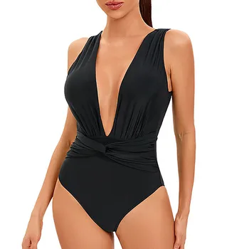 Asmenybės Dizaino Seksuali vientisa Spalva V Kaklo maudymosi kostiumėlį išskaptuotas Backless Moterų maudymosi kostiumėlį