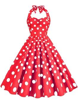 Atsitiktinis Polka Dot Apynasrio Vasaros Suknelės Moterims 2023 Derliaus Elegantiškas Rockabilly Šalies Vestidos