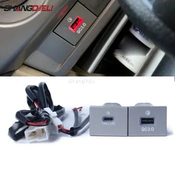 Automobilių Dvigubas USB PD Kroviklis 12V/24V Cigarečių Degiklio Lizdo Greita Įkrovimo Adapteris Mygtuką Ford Focus 2 2004-2011 Priedai
