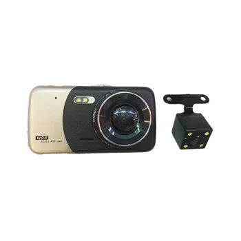 Automobilių DVR 4Inch Dual Lens Car Camera DVR Kamera Full HD 1080P Naktinio Matymo Brūkšnys Cam Stovėjimo Diktofonas, Vaizdo