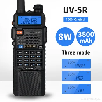 Baofeng UV-5R 8W 3800mAh 10KM dviejų dažnių VHF UHF Walkie Talkie Didelės Galios Dviejų krypčių Kumpio ir CB Radijo Stotis Nešiojamų FM siųstuvas-imtuvas