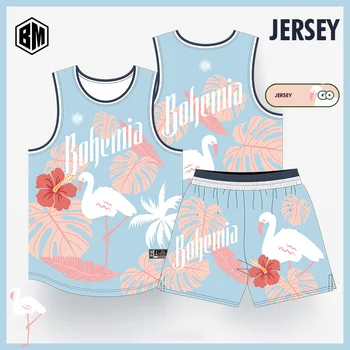 BASKETMAN Krepšinio Rinkiniai Vyrams Pritaikoma Pavadinimas Spausdinamas Gyvūnų Flamingo Modelis Megztiniai, Šortai Uniformas Mokymo sportiniai Kostiumai