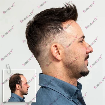 Bauda Mono Patvarus Žmogaus Plaukų Vyrų Toupee Tiesiai Mergelės Žmogaus Plaukų Gamtos Valsčiaus Men' s Plaukų Pakeitimo Hairpieces Sistema