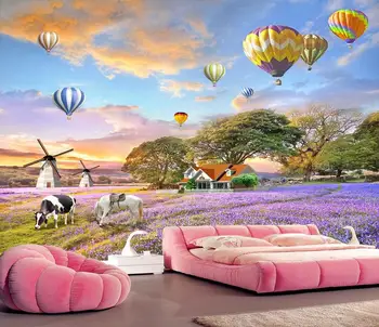 beibehang užsakymą papel de sumalti 3d Levandų gėlių tapetai kambarį Karšto oro baliono 3D freskos sienos dokumentų namų dekoro