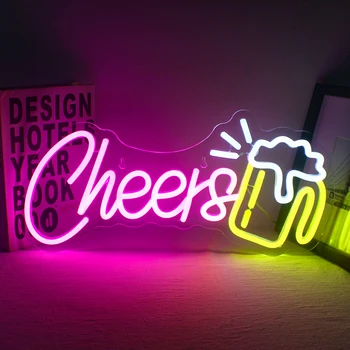 Cheers Neoninis Ženklas Nudžiuginti Alaus LED Ženklai Baras Neoninės Šviesos, Baras Šviesą Pasirašyti Klubas, Parduotuvės Dizainas Atostogų Šventė Šalies Sienų Dekoras