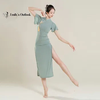 Cheongsam Šokių Suknelė Pearl Trumpos Pynimas Rankovės Seksualus Padalinta Kinijos Tradicinės Qipao Elegantiškas Hanfu Etapo Rezultatai Pagerėjo