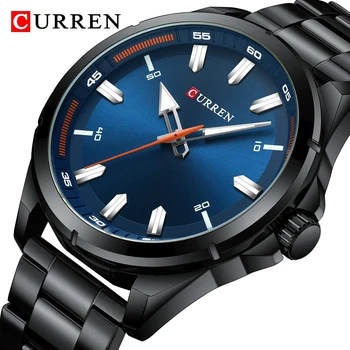 CURREN Mens Watch Mados Mėlyna Laikrodžiai Prabangos Prekės ženklo Vyrai Kvarciniai Laikrodžių Vyrams Kariuomenės Sporto Laikrodis Kvarcinis-žiūrėti Male