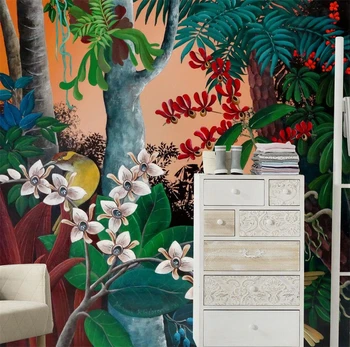 Custom Foto Tapetai pietryčių azijos paukščių, augalų 3D tapetai Kambarį Fone Sienos popieriaus namų Dekoro Papel De Parede