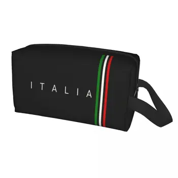 Custom Italijos Vėliava Kelionės Kosmetikos Krepšys Moterims Italija Kataras Makiažas, tualetinių reikmenų Organizatorius Lady Grožio Saugojimo Dopp Rinkinys