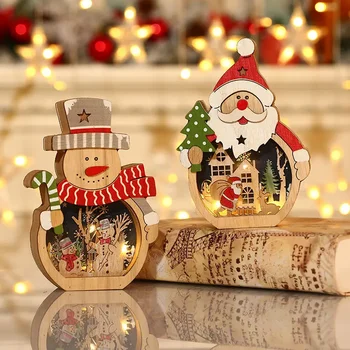 Dekoracijos Namuose, Kalėdų Senelis, senis besmegenis LED Šviesos Mediniai Naktį Šviesos Kalėdos Šalis Darbalaukio Šventinė Puošyba, Dekoras 16x10.5cm