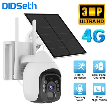 DIDseth 4G Ptz Kamera 4G-SIM Kortelės 3MP Baterijos vaizdo Kamera su 5W Saulės Kolektorių 18000mAh Baterija WiFi Priežiūros CCTV Saugumo