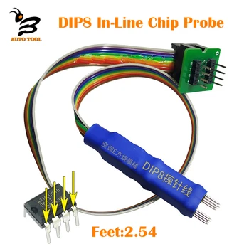 DIP8 In-Line Chip Zondas IC Apkabos, Bandymo Įrašą Zondas 8 Pėdų 2.54 BIOS 93/25/24 CH341A/EZP Series/TL866ii PLIUS/CS/A/ RT809F/RT809H