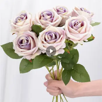 Dirbtinio Šilko Rožės, Gėlės Vestuvių Namų Puošybai Aukštos Kokybės Puokštė Prabanga Netikrą Gėlių Kompozicijų Urmu Nemokamai Derinys