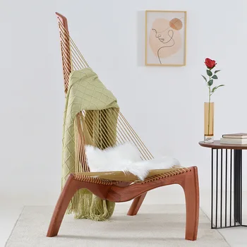 Dizaineris Modelis Kūrybos Homestay Viešbutis Laisvalaikio Kėdė Vilos Kieme Recliner Pianino Kėdė Šiaurės Medžio Masyvo Buriavimo Kėdė