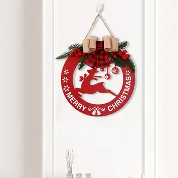 Durų Pakabukas Šventiniai Kalėdų Mediniai Kabo Ženklas su Uogomis Lankas-mazgas Dizainas Žavinga Durų Apdailos Atostogų