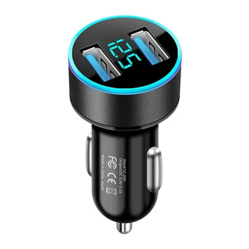Dvigubas USB Automobilinis Įkroviklis Adapteris Automobilio Cigarečių Degiklio LED Voltmeter Visų tipų Mobiliųjų Telefonų Kroviklį Smart Dual USB Greito Įkrovimo