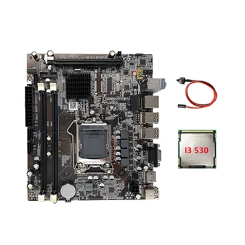 H55 Plokštė Palaiko LGA1156 I3 530 I5 760 Serija CPU DDR3 Atminties Kompiuterio Plokštę+I3 530 CPU+Switch Kabelis