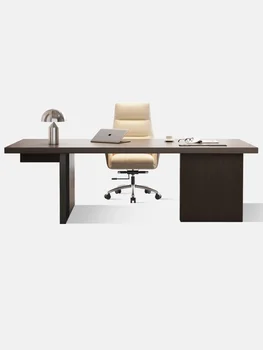 Italijos minimalistinio ir šviesos prabanga, modernios namų rašymo bosas, high-end medžio masyvo biuro kompiuterio stalas